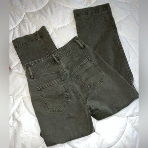 LOFT High Waist Slim Wide Leg Pants size 25 size 0 Army Green Olive Green Crop